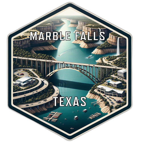 Marble Falls Texas Souvenir Travel Destination Die Cut Hexagon Fridge Magnet 2-Inch