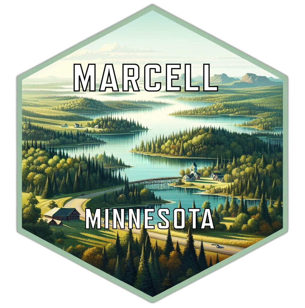 Marcell Minnesota Souvenir Travel Destination Die Cut Hexagon Fridge Magnet 2-Inch