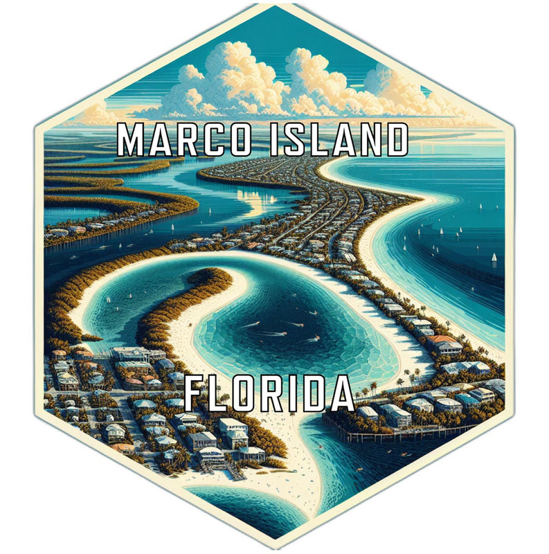 Marco Island Florida Souvenir Travel Destination Die Cut Hexagon Fridge Magnet 2-Inch