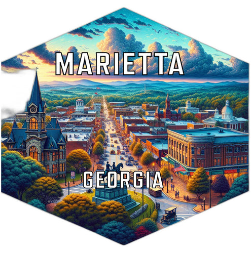 Marietta Georgia Souvenir Travel Destination Die Cut Hexagon Fridge Magnet 2-Inch