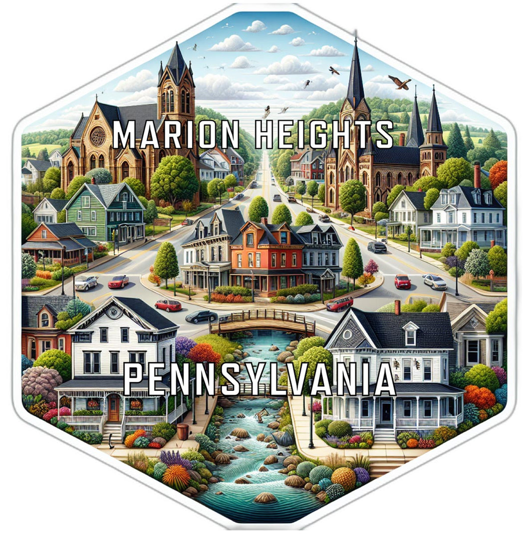 Marion Heights Pennsylvania Souvenir Travel Destination Die Cut Hexagon Fridge Magnet 2-Inch