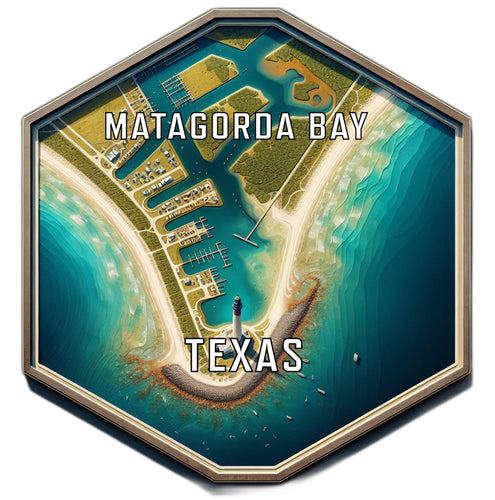 Matagorda Bay Texas Souvenir Travel Destination Die Cut Hexagon Fridge Magnet 2-Inch