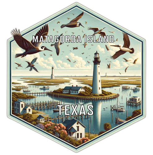 Matagorda Island Texas Souvenir Travel Destination Die Cut Hexagon Fridge Magnet 6-Inch