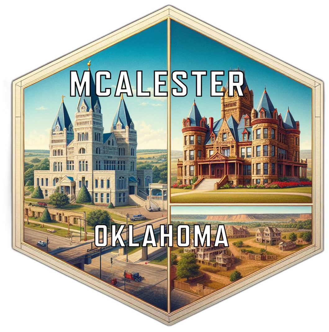 Mcalester Oklahoma Souvenir Travel Destination Die Cut Hexagon Fridge Magnet 2-Inch