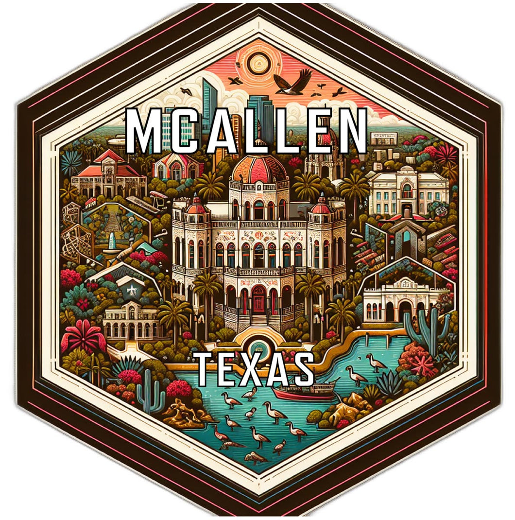 Mcallen Texas Souvenir Travel Destination Die Cut Hexagon Fridge Magnet 2-Inch