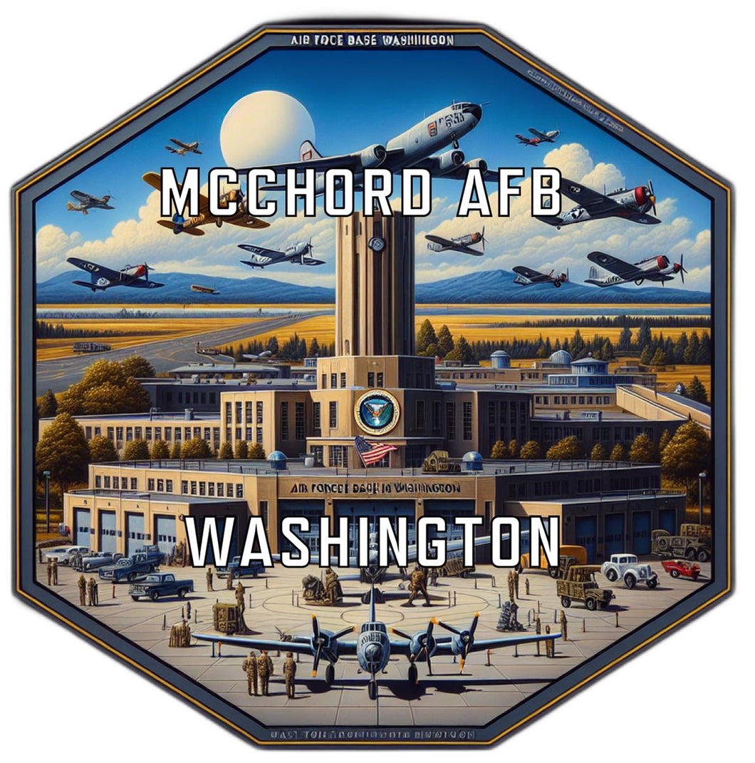 Mcchord Afb Washington Souvenir Travel Destination Die Cut Hexagon Fridge Magnet 2-Inch
