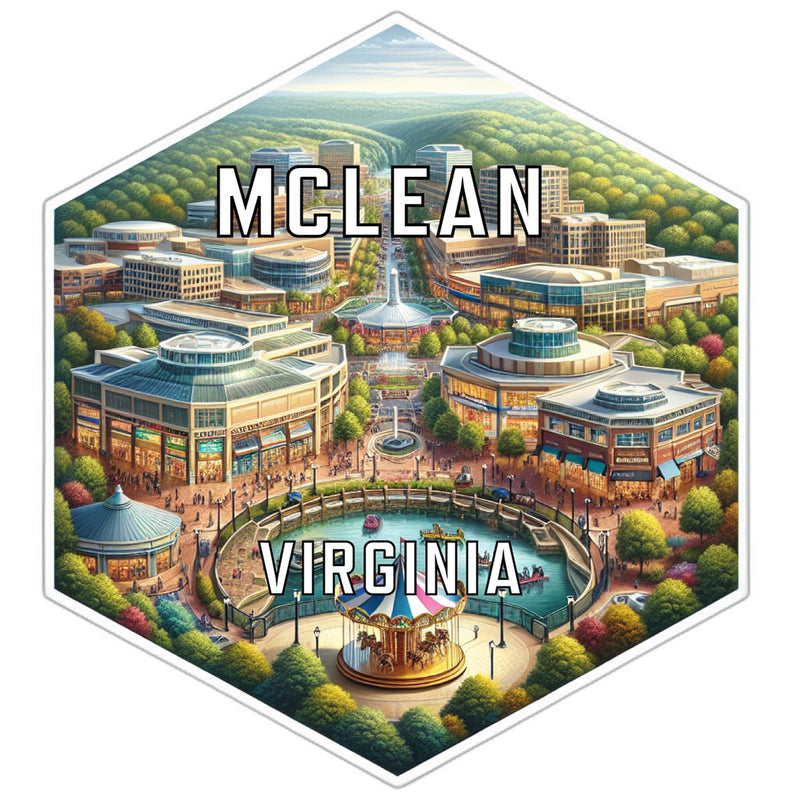 Mclean Virginia Souvenir Travel Destination Die Cut Hexagon Fridge Magnet 2-Inch