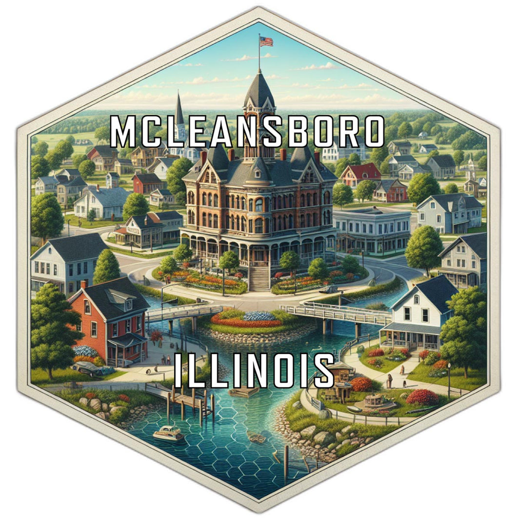 Mcleansboro Illinois Souvenir Travel Destination Die Cut Hexagon Fridge Magnet 6-Inch