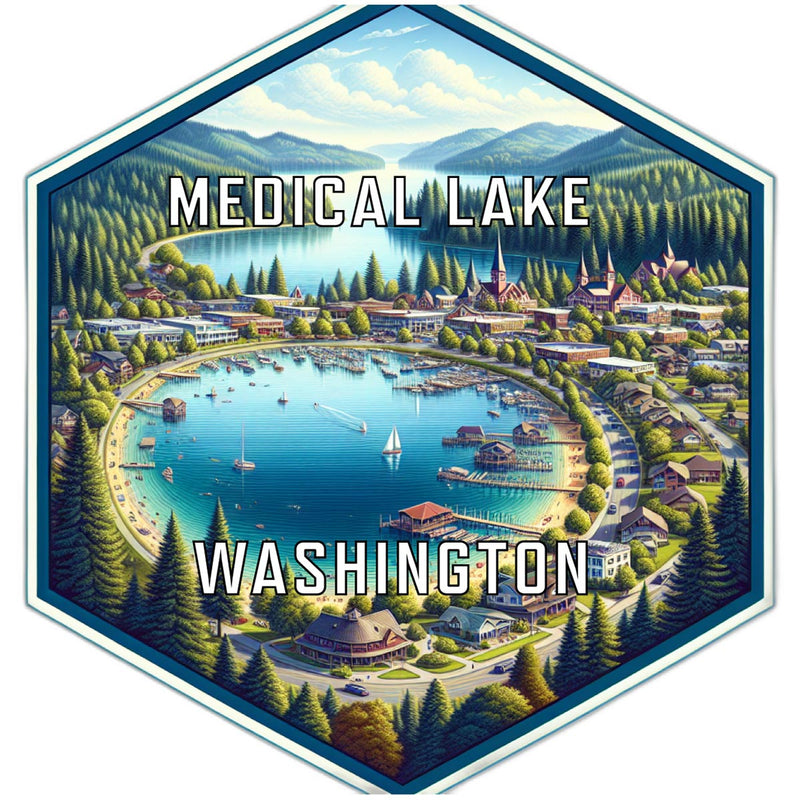 Medical Lake Washington Souvenir Travel Destination Die Cut Hexagon Fridge Magnet 2-Inch