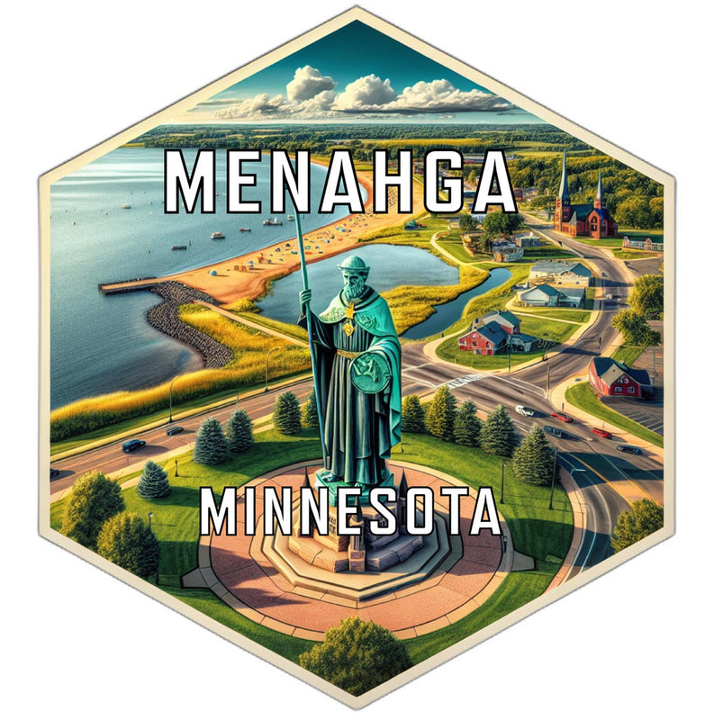 Menahga Minnesota Souvenir Travel Destination Die Cut Hexagon Fridge Magnet 2-Inch