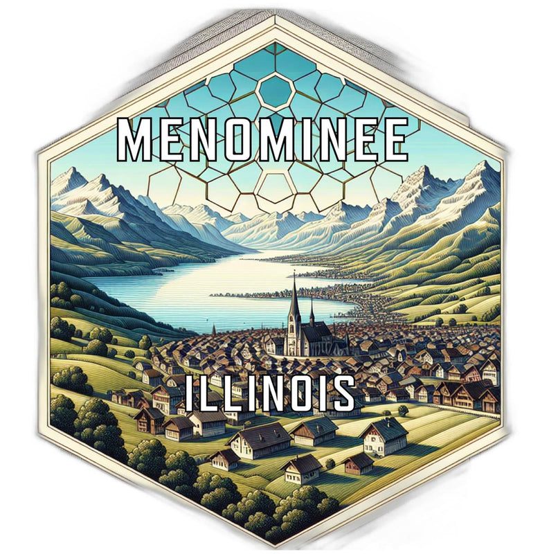Menominee Illinois Souvenir Travel Destination Die Cut Hexagon Fridge Magnet 6-Inch