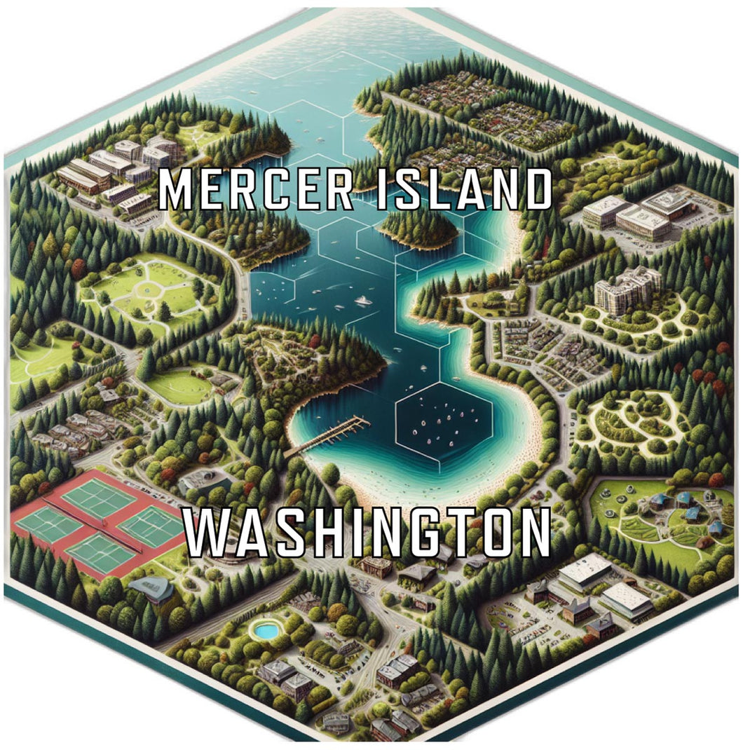 Mercer Island Washington Souvenir Travel Destination Die Cut Hexagon Fridge Magnet 2-Inch