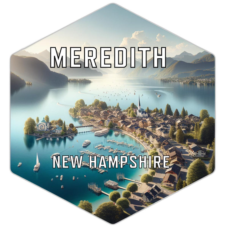 Meredith New Hampshire Souvenir Travel Destination Die Cut Hexagon Fridge Magnet 2-Inch
