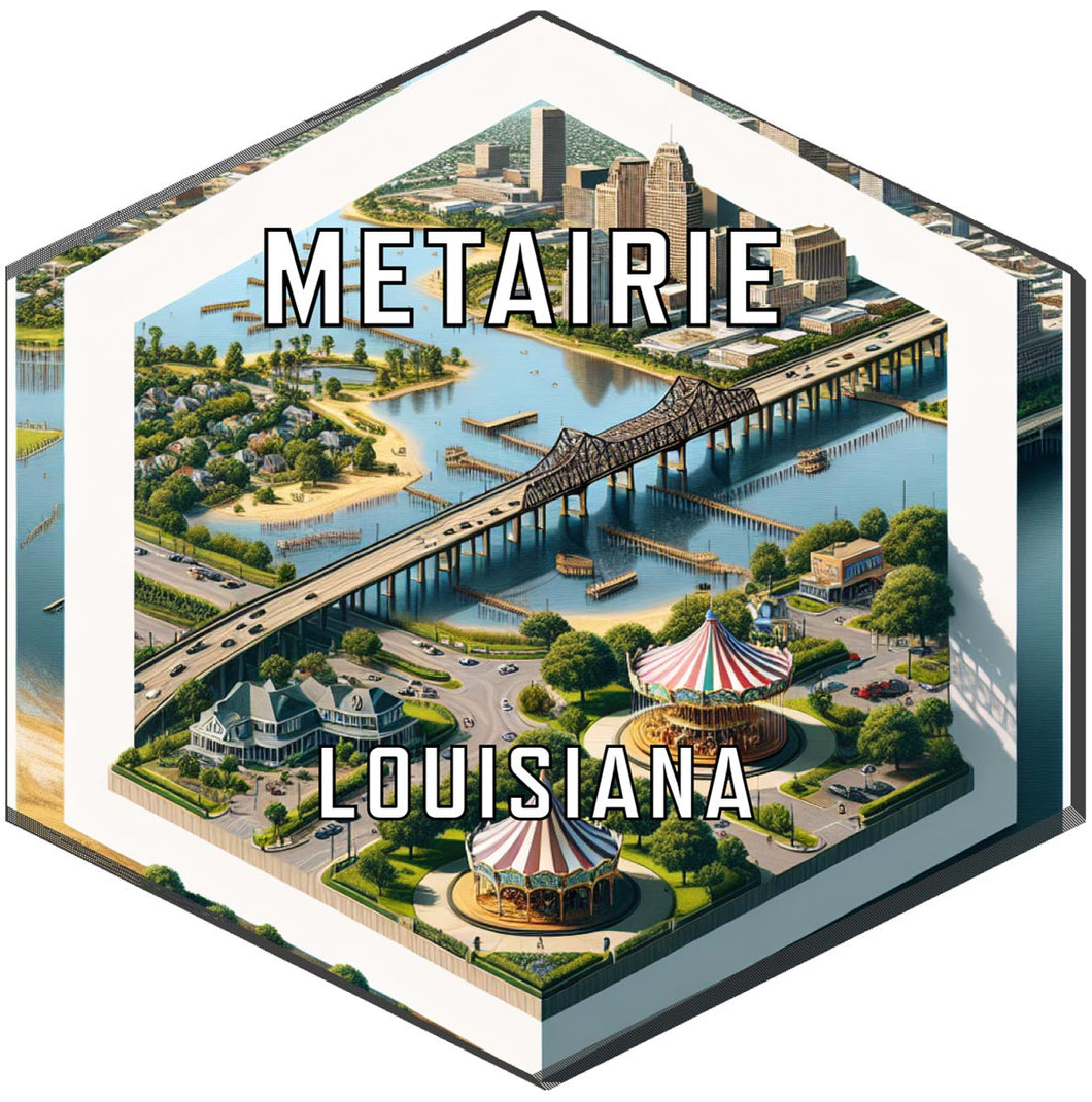 Metairie Louisiana Souvenir Travel Destination Die Cut Hexagon Fridge Magnet 2-Inch
