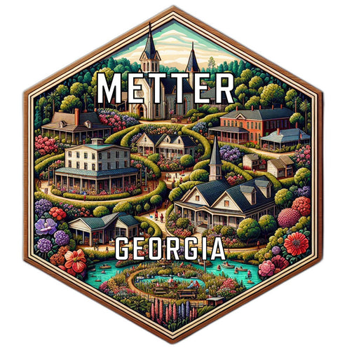Metter Georgia Souvenir Travel Destination Die Cut Hexagon Fridge Magnet 2-Inch