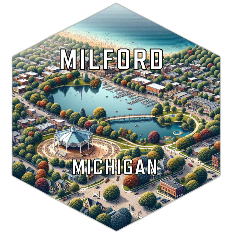 Milford Michigan Souvenir Travel Destination Die Cut Hexagon Fridge Magnet 2-Inch