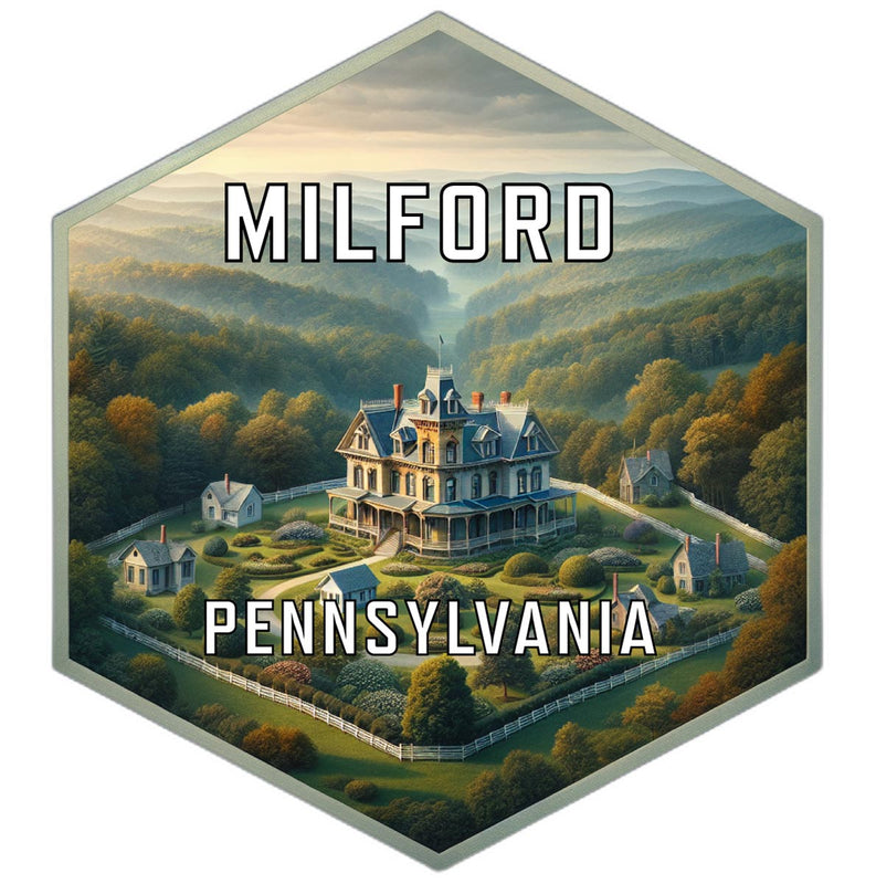 Milford Pennsylvania Souvenir Travel Destination Die Cut Hexagon Fridge Magnet 6-Inch