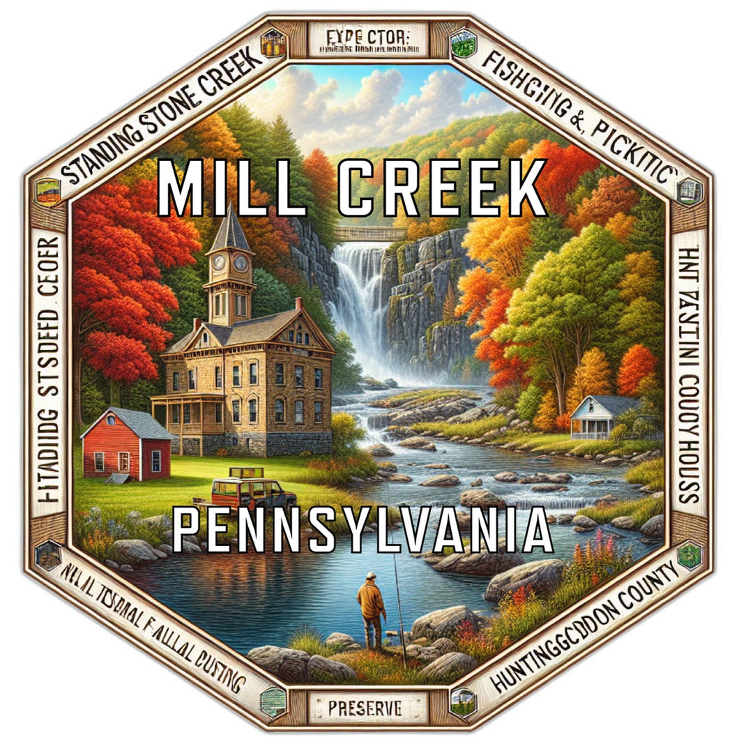 Mill Creek Pennsylvania Souvenir Travel Destination Die Cut Hexagon Fridge Magnet 6-Inch
