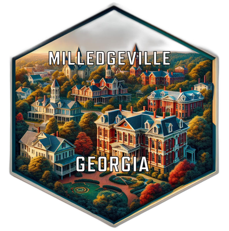 Milledgeville Georgia Souvenir Travel Destination Die Cut Hexagon Fridge Magnet 6-Inch