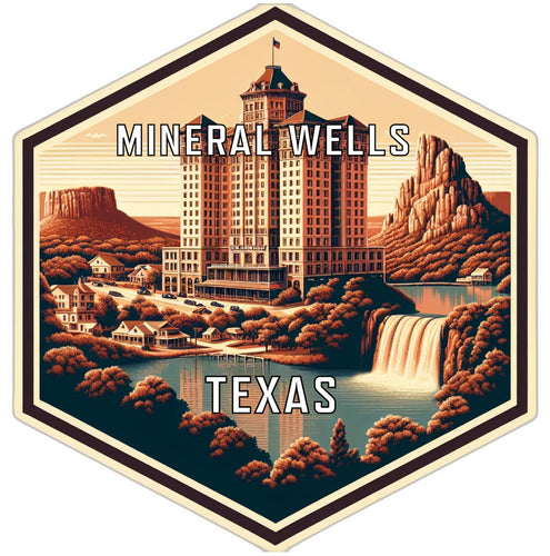 Mineral Wells Texas Souvenir Travel Destination Die Cut Hexagon Fridge Magnet 6-Inch