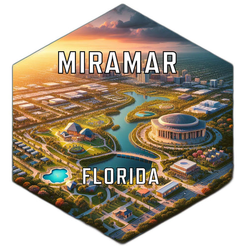 Miramar Florida Souvenir Travel Destination Die Cut Hexagon Fridge Magnet 2-Inch