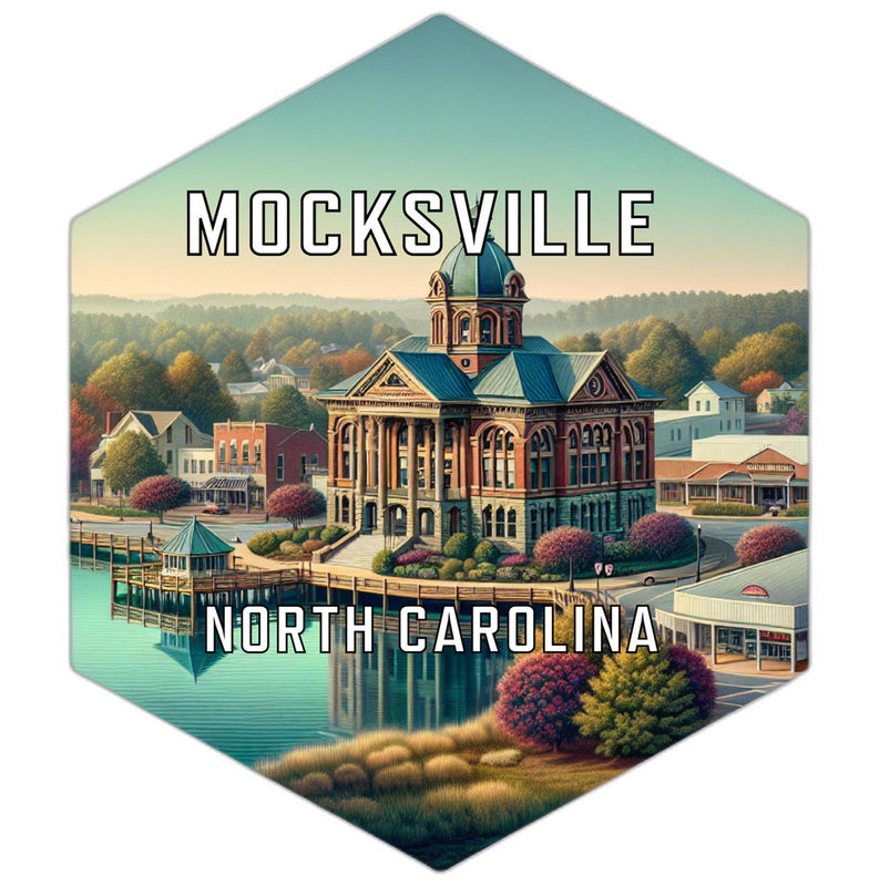 Mocksville North Carolina Souvenir Travel Destination Die Cut Hexagon Fridge Magnet 2-Inch