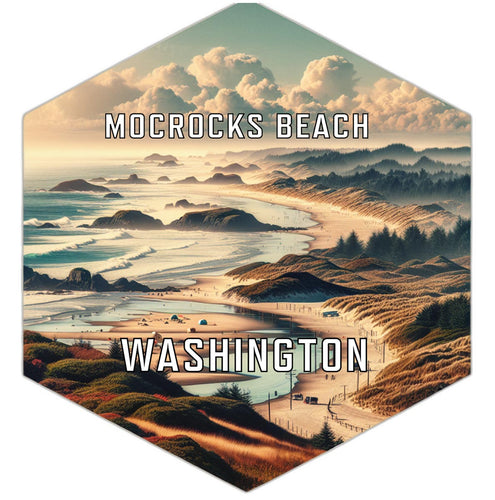Mocrocks Beach Washington Souvenir Travel Destination Die Cut Hexagon Fridge Magnet 6-Inch