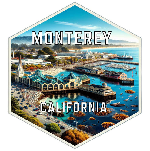Monterey California Souvenir Travel Destination Die Cut Hexagon Fridge Magnet 6-Inch