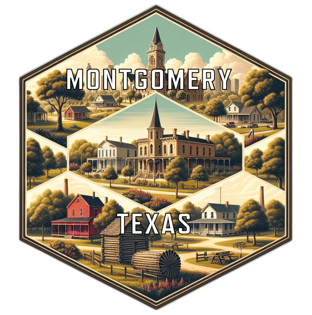 Montgomery Texas Souvenir Travel Destination Die Cut Hexagon Fridge Magnet 2-Inch