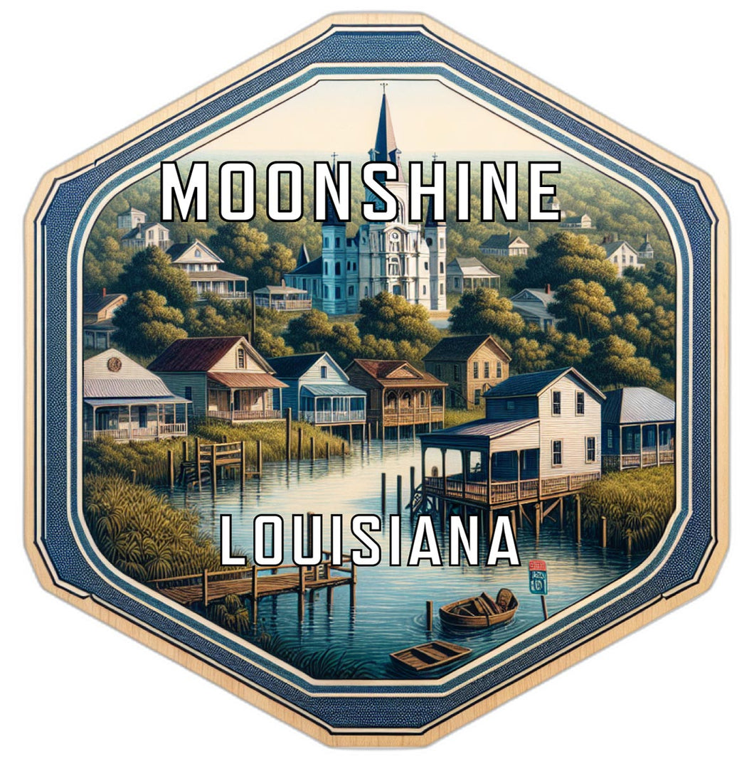 Moonshine Louisiana Souvenir Travel Destination Die Cut Hexagon Fridge Magnet 4-Inch