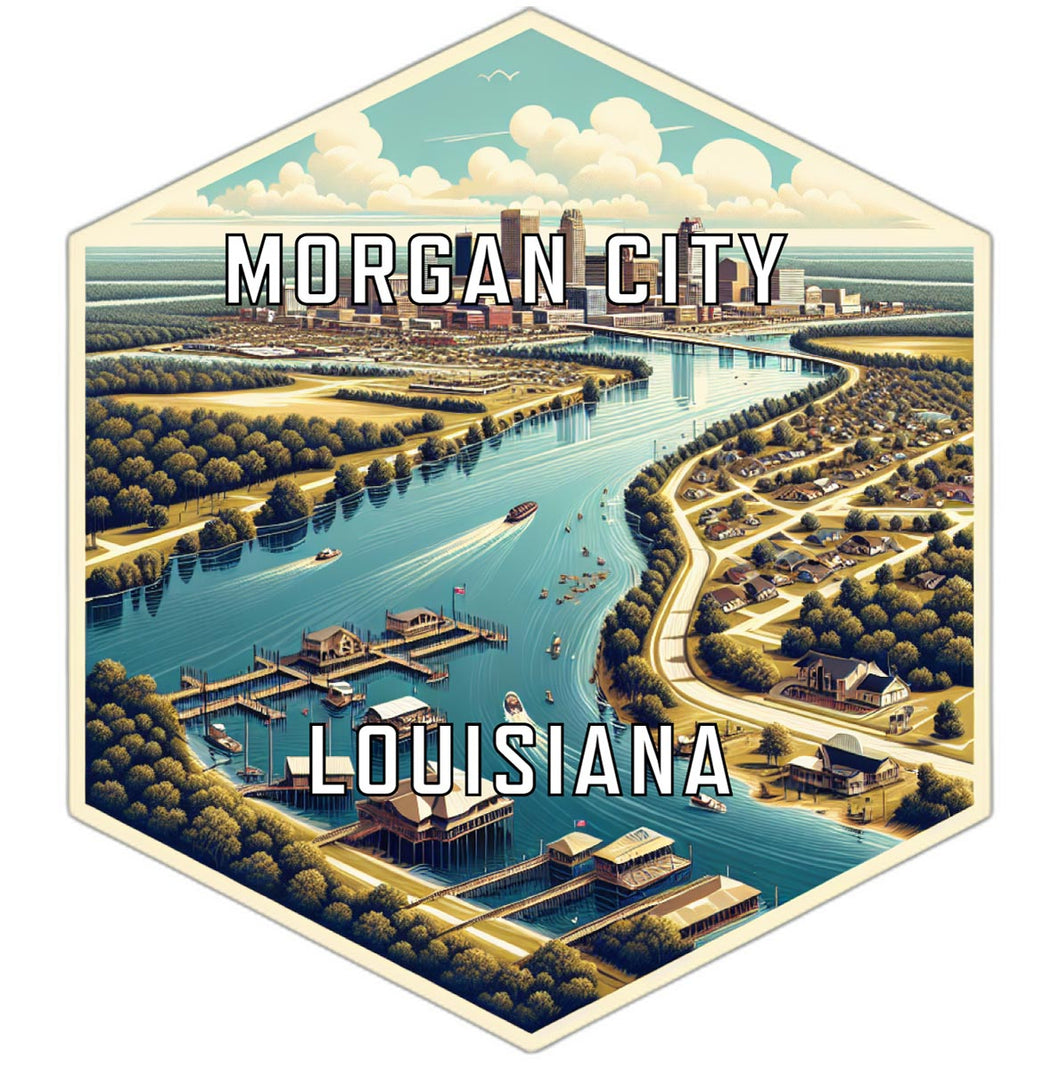 Morgan City Louisiana Souvenir Travel Destination Die Cut Hexagon Fridge Magnet 2-Inch