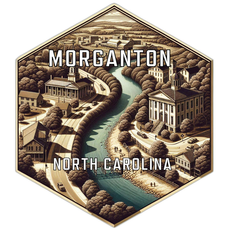 Morganton North Carolina Souvenir Travel Destination Die Cut Hexagon Fridge Magnet 2-Inch