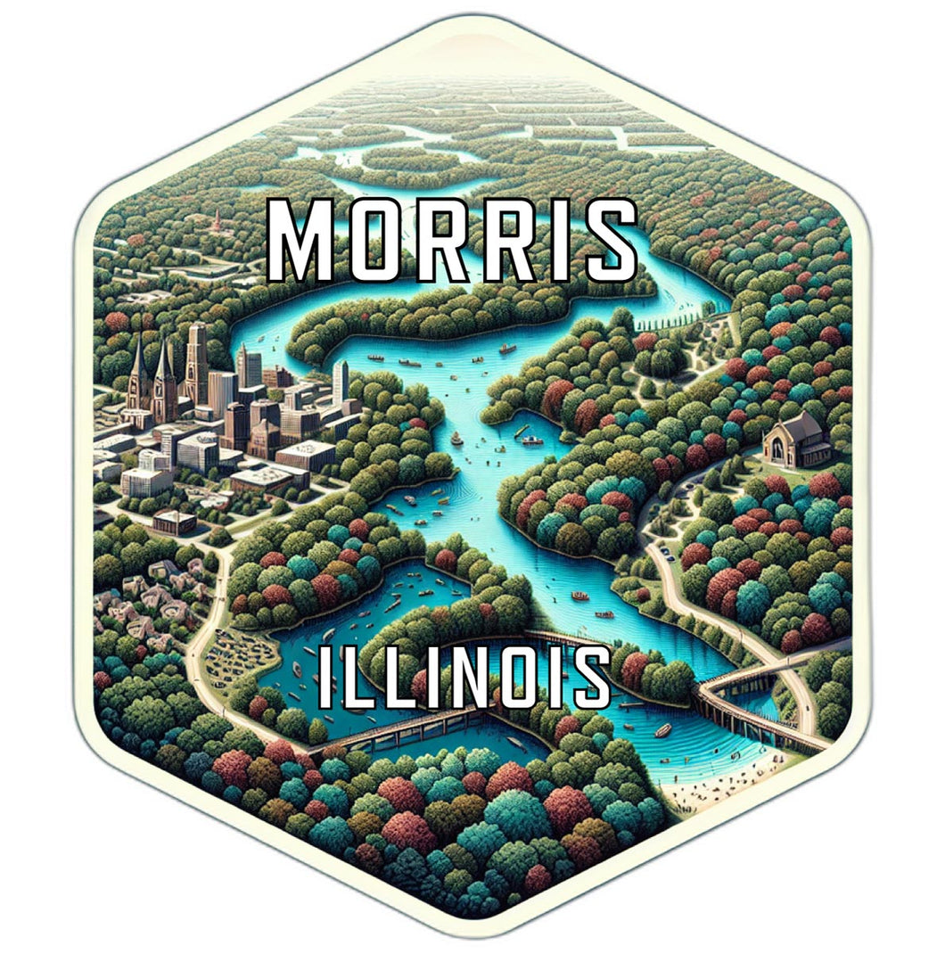 Morris Illinois Souvenir Travel Destination Die Cut Hexagon Fridge Magnet 6-Inch