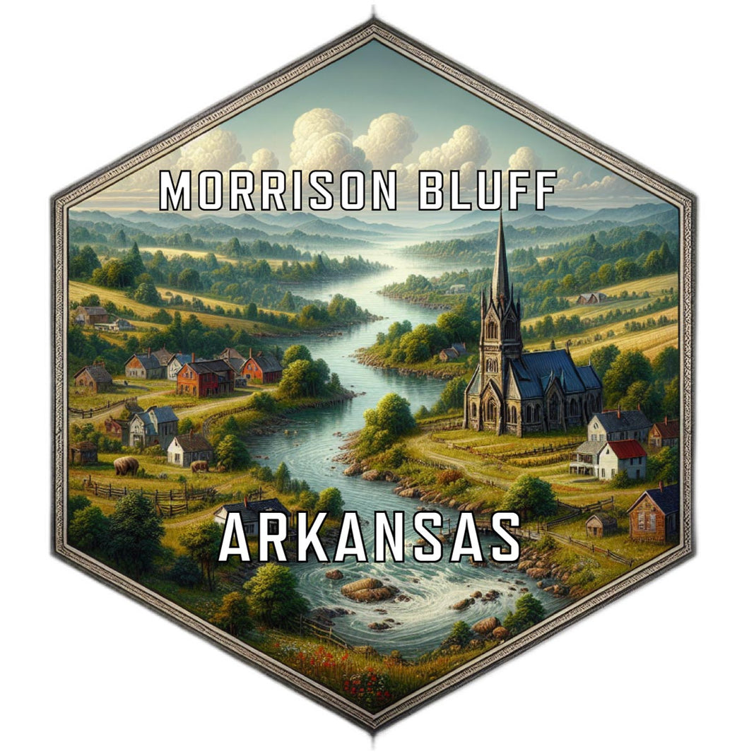 Morrison Bluff Arkansas Souvenir Travel Destination Die Cut Hexagon Fridge Magnet 2-Inch