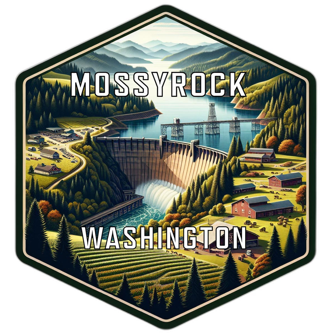 Mossyrock Washington Souvenir Travel Destination Die Cut Hexagon Fridge Magnet 2-Inch