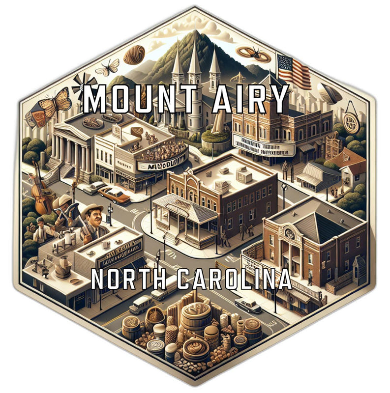 Mount Airy North Carolina Souvenir Travel Destination Die Cut Hexagon Fridge Magnet 2-Inch