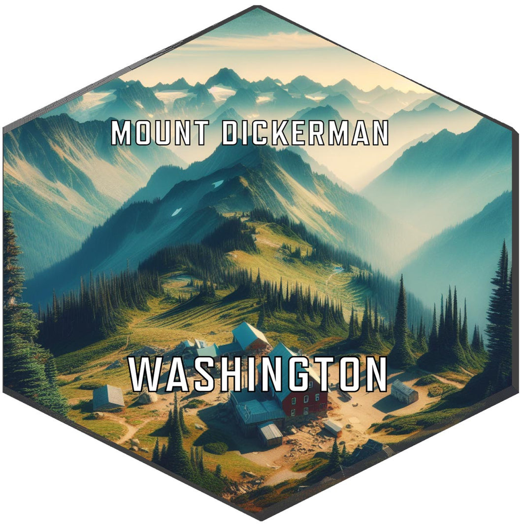 Mount Dickerman Washington Souvenir Travel Destination Die Cut Hexagon Fridge Magnet 6-Inch