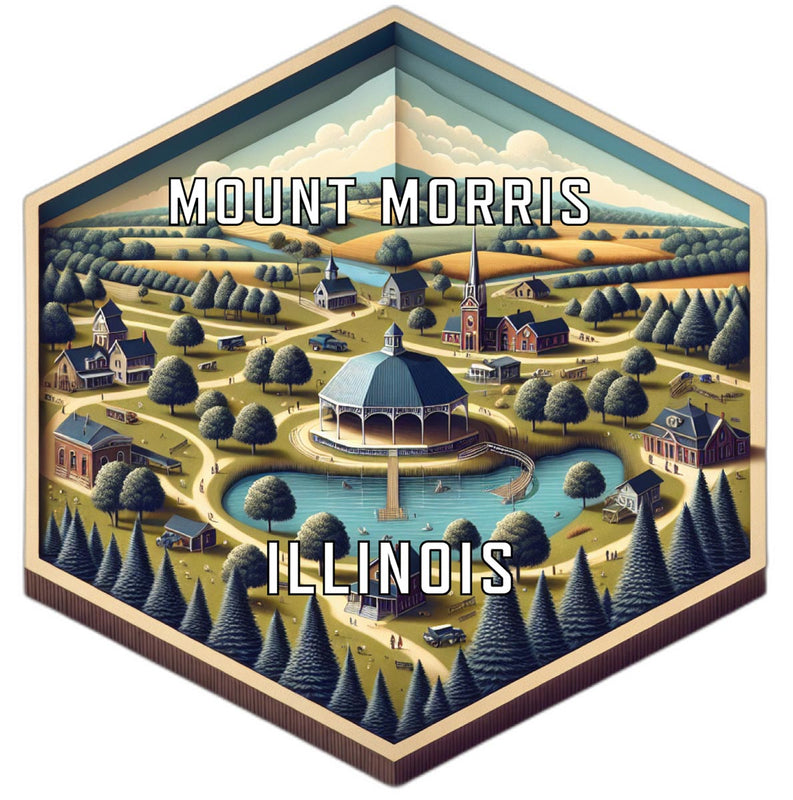Mount Morris Illinois Souvenir Travel Destination Die Cut Hexagon Fridge Magnet 6-Inch