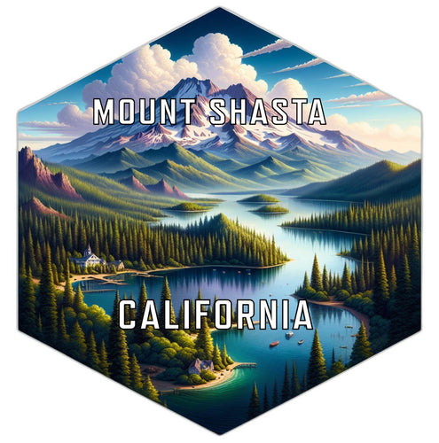 Mount Shasta California Souvenir Travel Destination Die Cut Hexagon Fridge Magnet 2-Inch