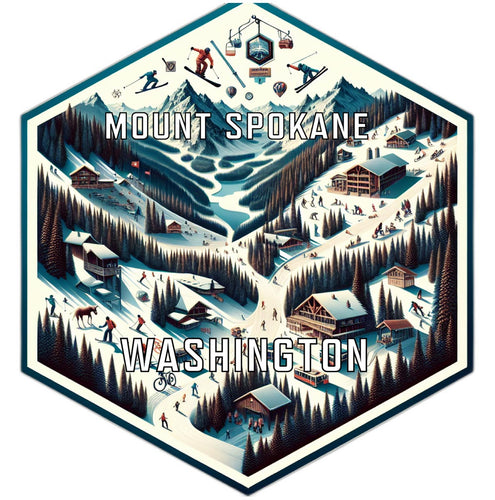 Mount Spokane Washington Souvenir Travel Destination Die Cut Hexagon Fridge Magnet 2-Inch