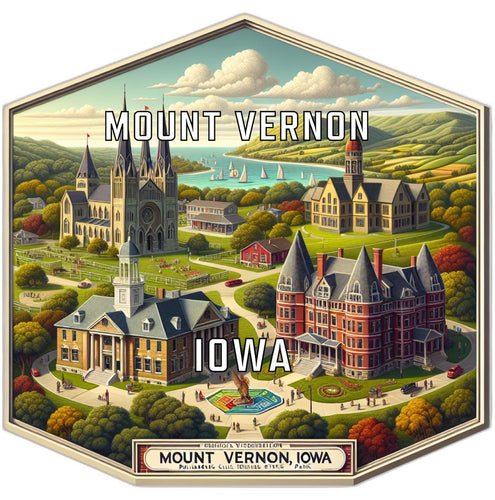 Mount Vernon Iowa Souvenir Travel Destination Die Cut Hexagon Fridge Magnet 2-Inch