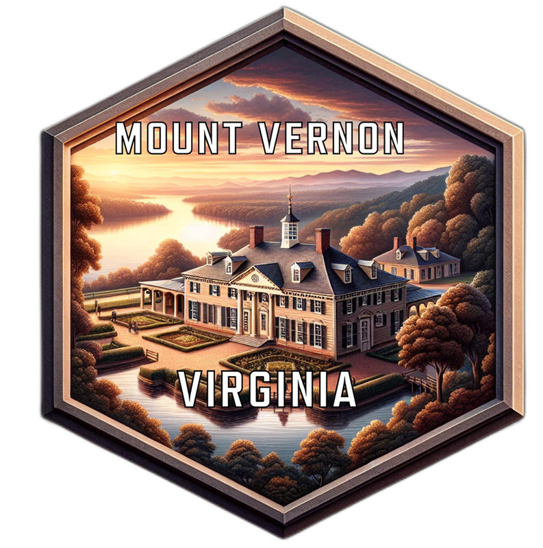 Mount Vernon Virginia Souvenir Travel Destination Die Cut Hexagon Fridge Magnet 6-Inch