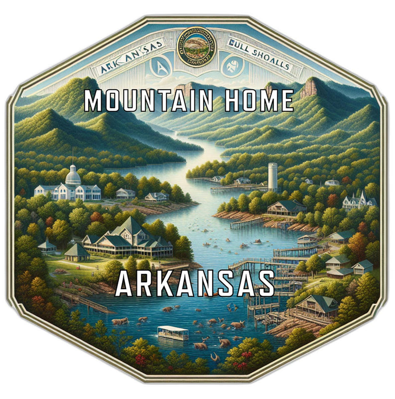 Mountain Home Arkansas Souvenir Travel Destination Die Cut Hexagon Fridge Magnet 2-Inch