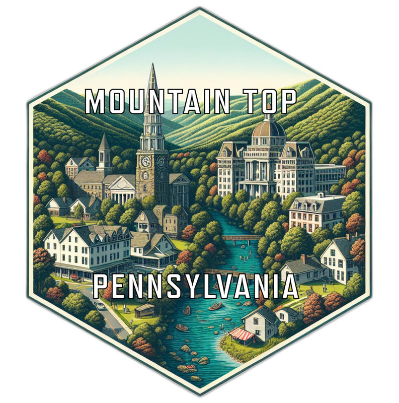 Mountain Top Pennsylvania Souvenir Travel Destination Die Cut Hexagon Fridge Magnet 6-Inch