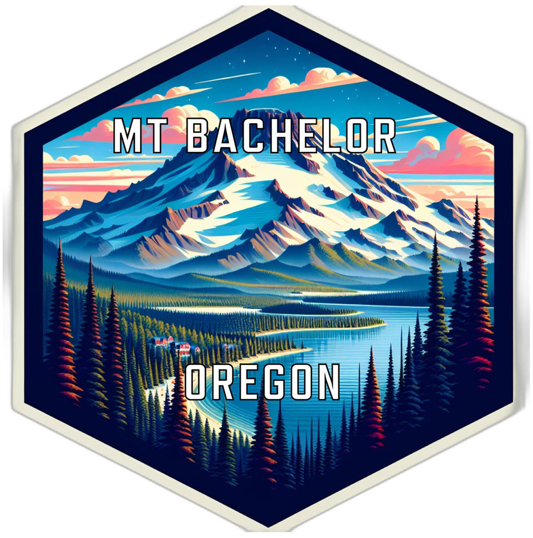 Mt Bachelor Oregon Souvenir Travel Destination Die Cut Hexagon Fridge Magnet 2-Inch