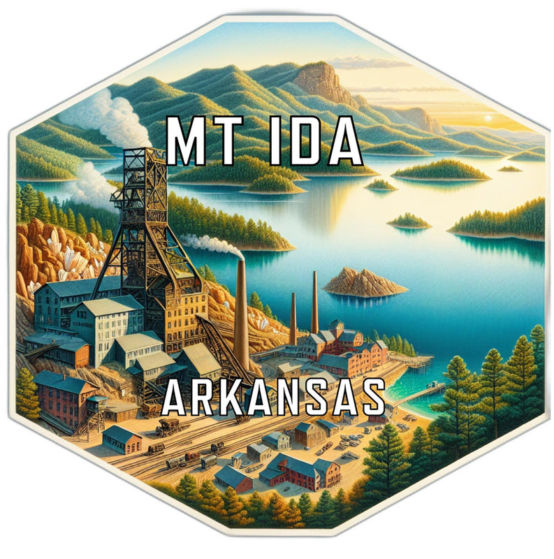 Mt Ida Arkansas Souvenir Travel Destination Die Cut Hexagon Fridge Magnet 6-Inch