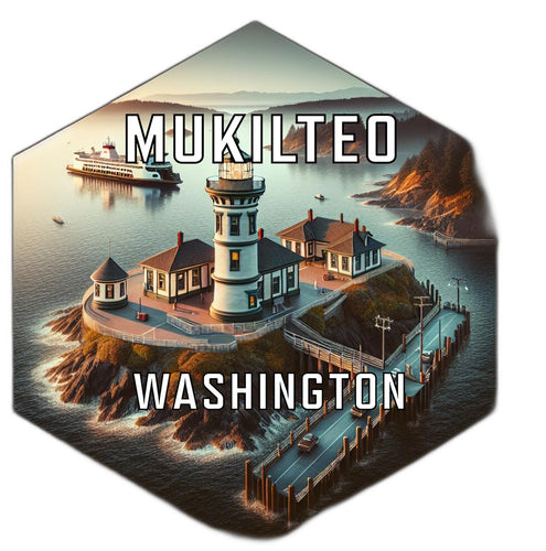 Mukilteo Washington Souvenir Travel Destination Die Cut Hexagon Fridge Magnet 2-Inch