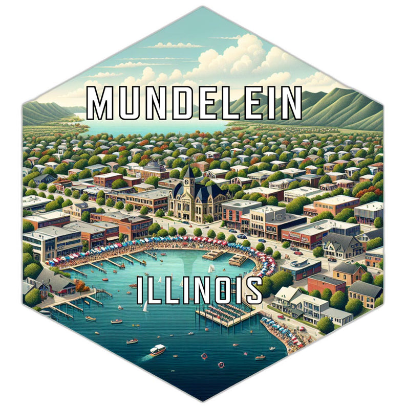 Mundelein Illinois Souvenir Travel Destination Die Cut Hexagon Fridge Magnet 2-Inch