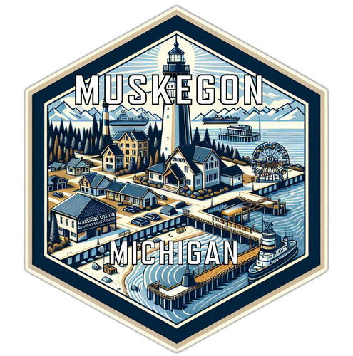 Muskegon Michigan Travel Destination Souvenir Vinyl Decal Sticker 2-Inch