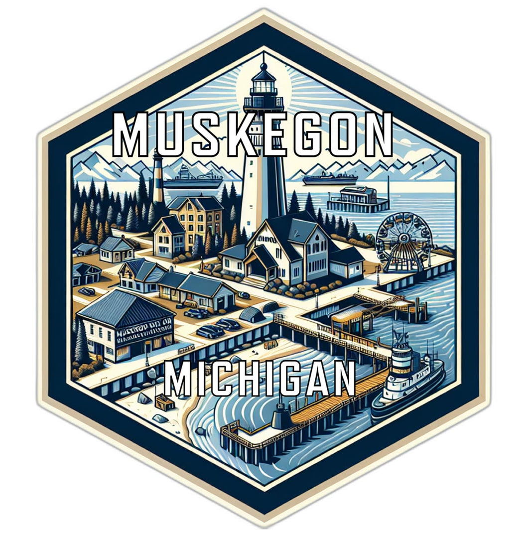 Muskegon Michigan Travel Destination Souvenir Vinyl Decal Sticker 2-Inch